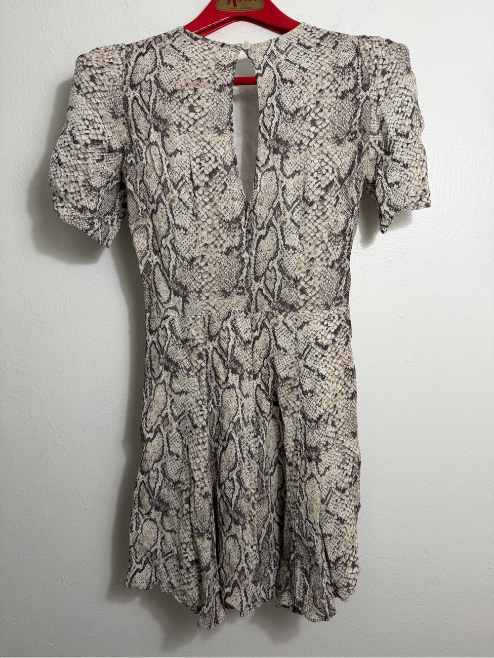 Reformation Snake-Print Mini Dress in Taupe and Cream - Picture 4 of 4